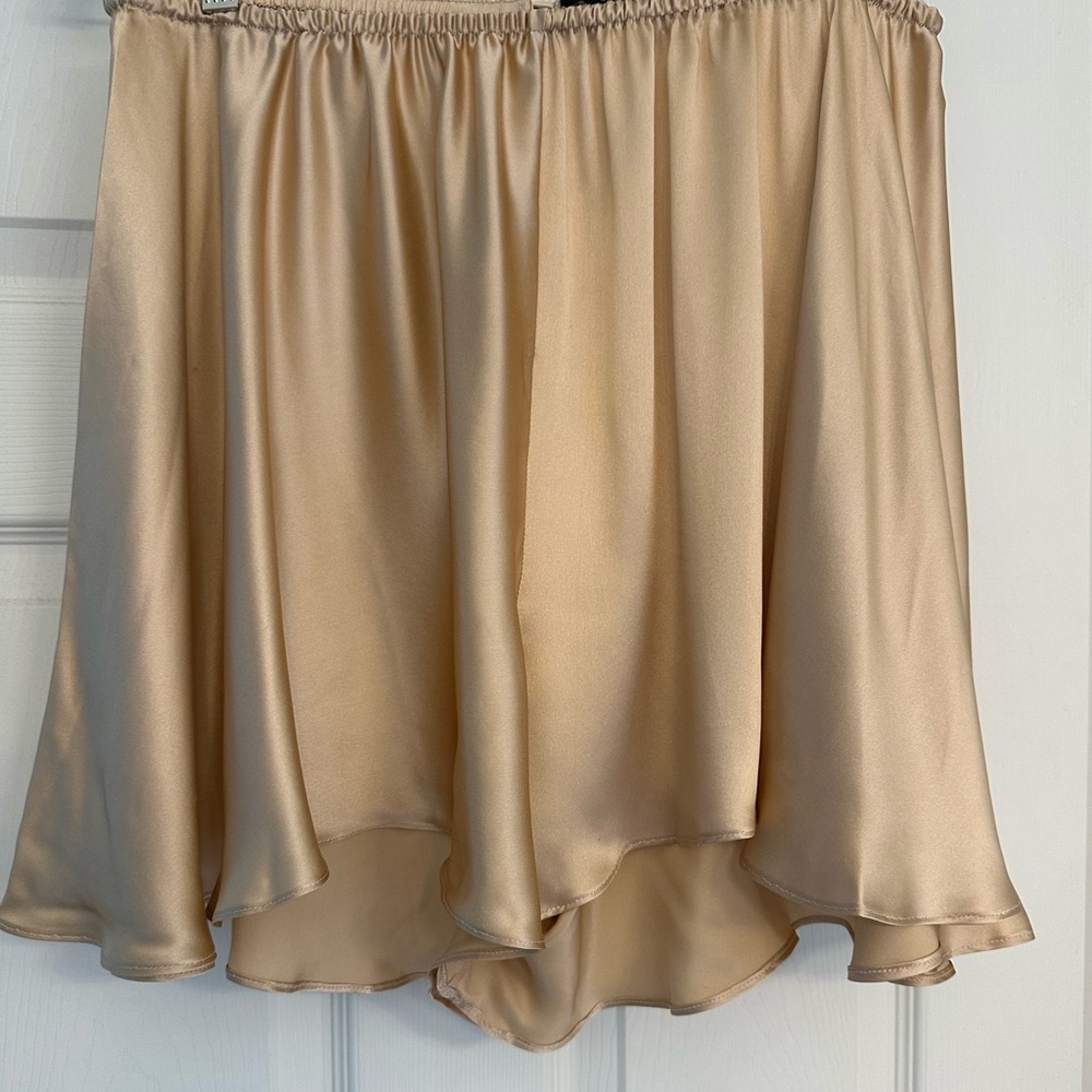 Rosamosario 100% Silk Satin French Knicker Tap Pants Nude Silk Satin Boxer Short